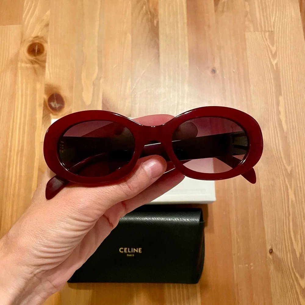 Celine Triomphe Oval Acetate Sunglasses - Picture 4 of 16